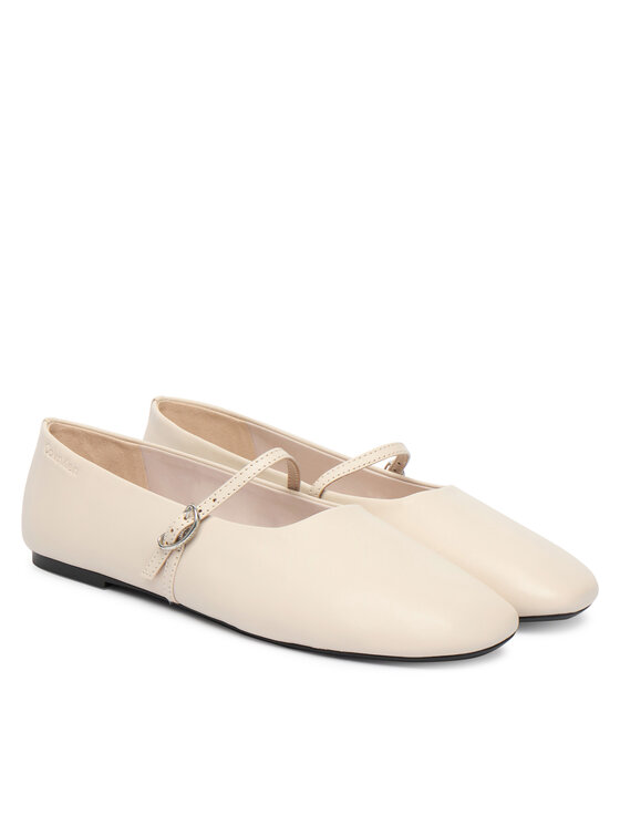 Calvin Klein Calvin Klein Ballerinas Oblique Ballerina Mj Lth Hdw HW0HW02847 Écru
