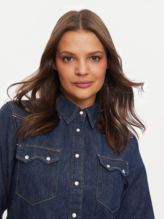 United Colors Of Benetton United Colors Of Benetton camicia di jeans 5RZKDQ06T Blu scuro Regular Fit