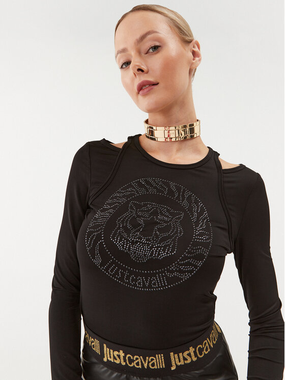 Just Cavalli Just Cavalli Majica 75PAH6A1 Crna Regular Fit
