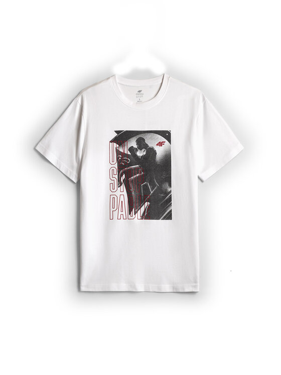 4F 4F T-Shirt STUDIO 4F Biały Regular Fit