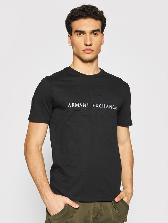 Armani Exchange Armani Exchange T-Shirt 6KZTBQ ZJV5Z 1200 Czarny Regular Fit
