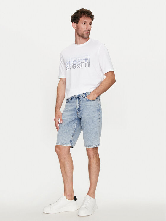 Bugatti Bugatti Tricou 8350 55042A Alb Modern Fit
