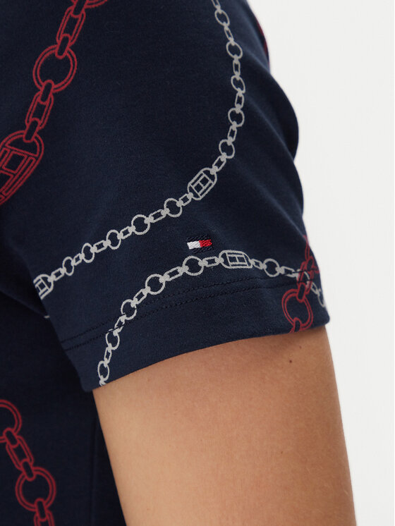 Tommy Hilfiger Tommy Hilfiger Každodenné šaty Modern F&F Midi Dress WW0WW44547 Tmavomodrá Regular Fit