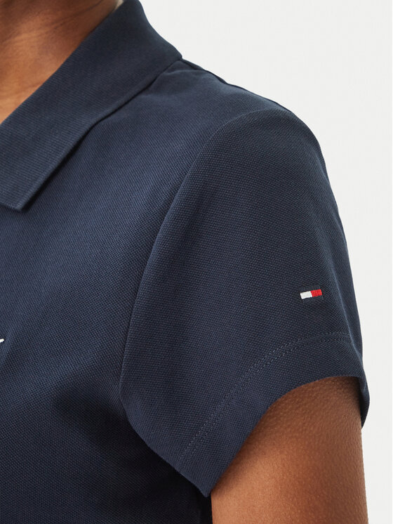 Tommy Hilfiger Tommy Hilfiger Тениска с яка и копчета 1985 Logo WW0WW49259 Тъмносин Slim Fit