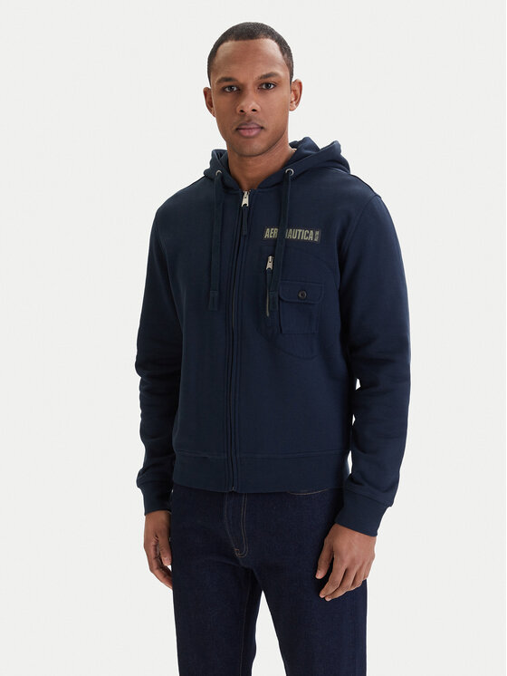 Aeronautica Militare Aeronautica Militare Džemperis ar kapuci 261FE2100UF00679 Tumši zils Regular Fit
