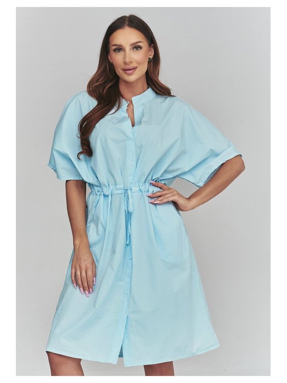 Makadamia Makadamia Sukienka codzienna C62 Niebieski Loose Fit