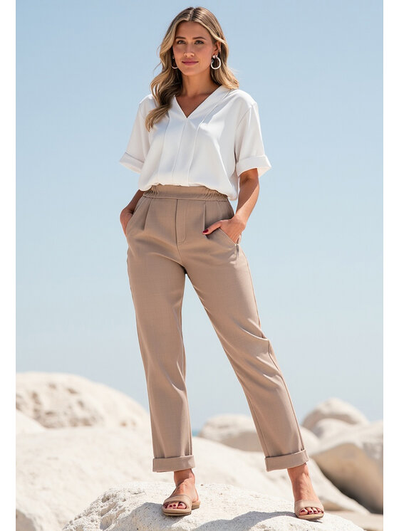 FIGL FIGL Pantalone da abito M1161 Beige Regular Fit
