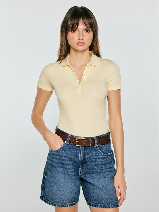 BIG STAR BIG STAR Polo RAFAELA Żółty Slim Fit