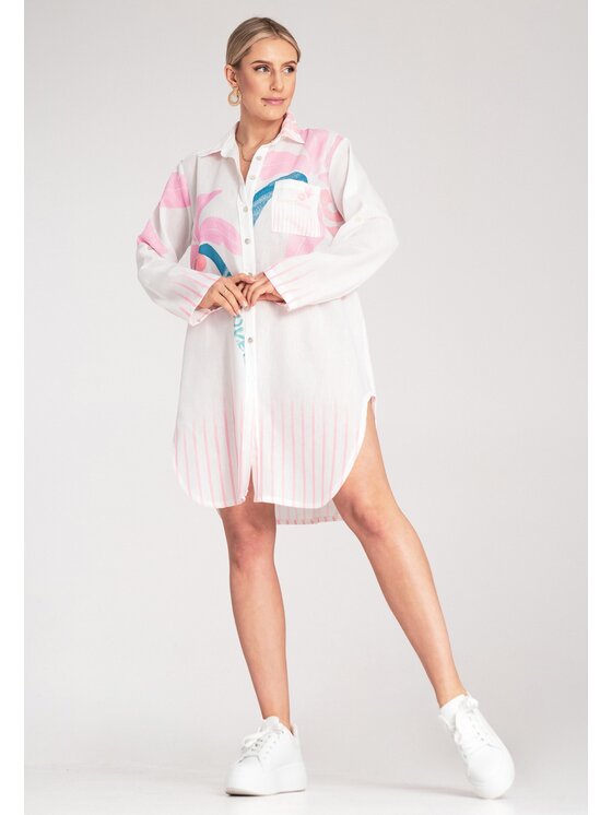 FIGL FIGL Letné šaty M1121 Biela Shirt Fit