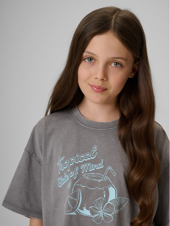 4F 4F T-Shirt SUMMER SPLASH Szary Loose Fit
