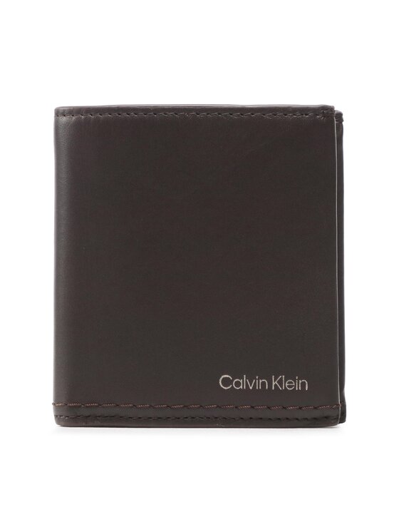 Calvin Klein Малък мъжки портфейл Duo Stitch Trfold 6cc W/Coin K50K510324 Кафяв
