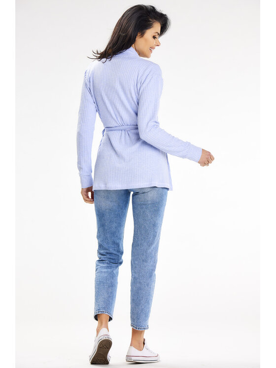Awama Awama Sweter A655 Niebieski Basic Fit