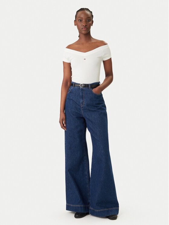 Tommy Jeans Tommy Jeans Bluzka DW0DW22265 Biały Slim Fit