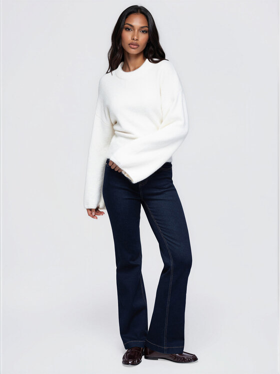 Ombre Ombre Sweter OW-SW-E0062 Beżowy jasny Relaxed Fit