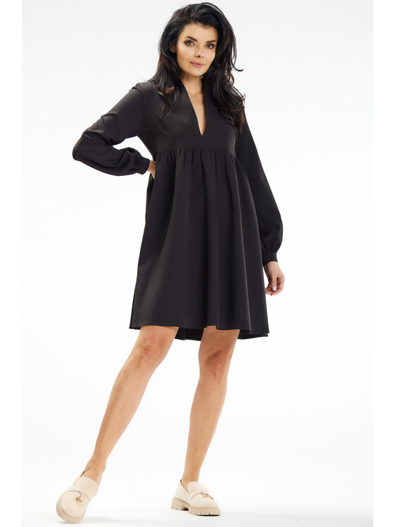 Awama Awama Sukienka letnia A636 Czarny Basic Fit