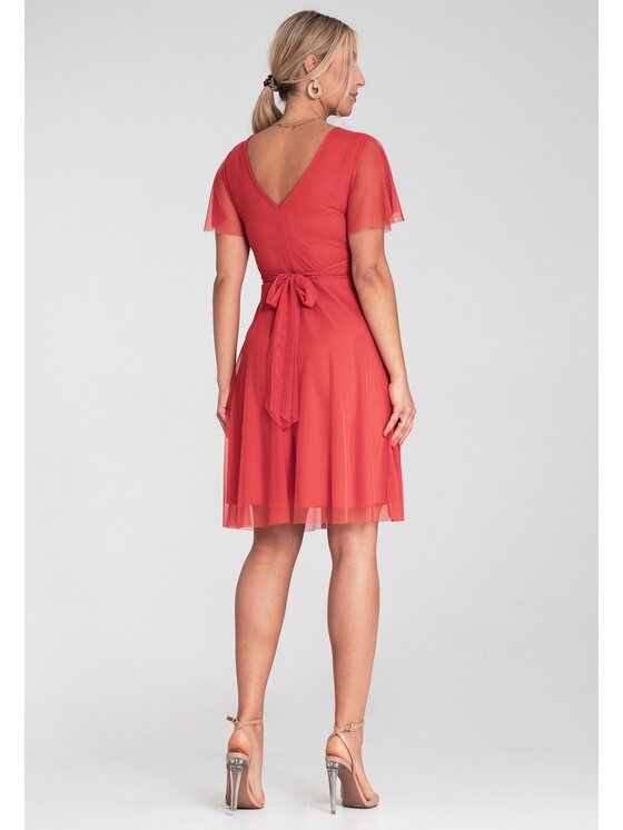 FIGL FIGL Koktejlové šaty M1206 Oranžová Flared Fit