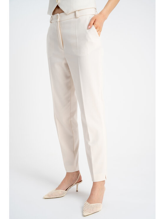 CLICK CLICK Kalhoty z materiálu 30-340 Krémová Regular Fit