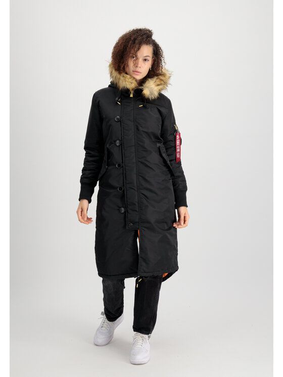 Alpha Industries Alpha Industries Kurtka zimowa Long Fishtail Field Jacket Women Czarny Regular Fit