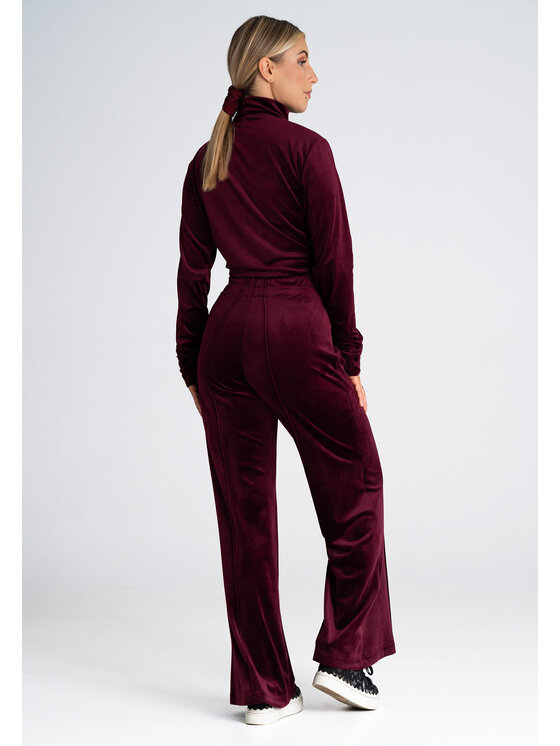 FIGL FIGL Spodnie damskie M966 Bordowy Regular Fit