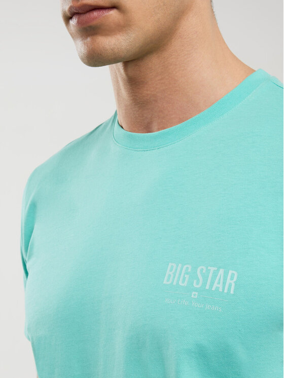 BIG STAR BIG STAR T-Shirt BRUNOMI_302_150 Turkusowy Basic Fit