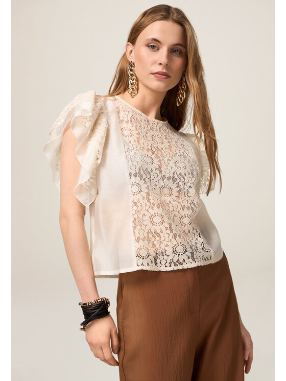 Oltre Oltre Blusa 2497R003066N021 Bianco Boxy Fit