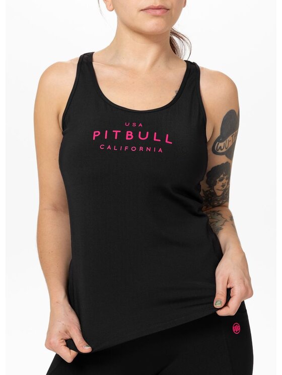 PITBULL PITBULL Tank top sportowy damski AVENIDA L Czarny Regular Fit