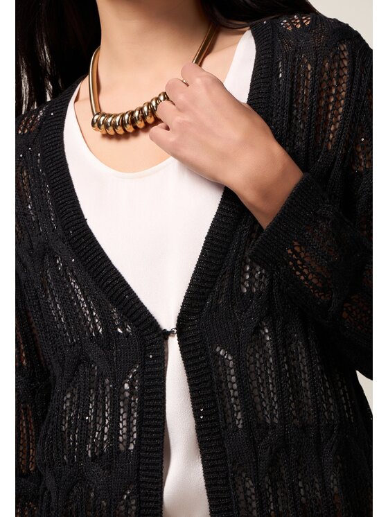 Oltre Oltre Cardigan M199J004929N033 Nero Baggy Fit