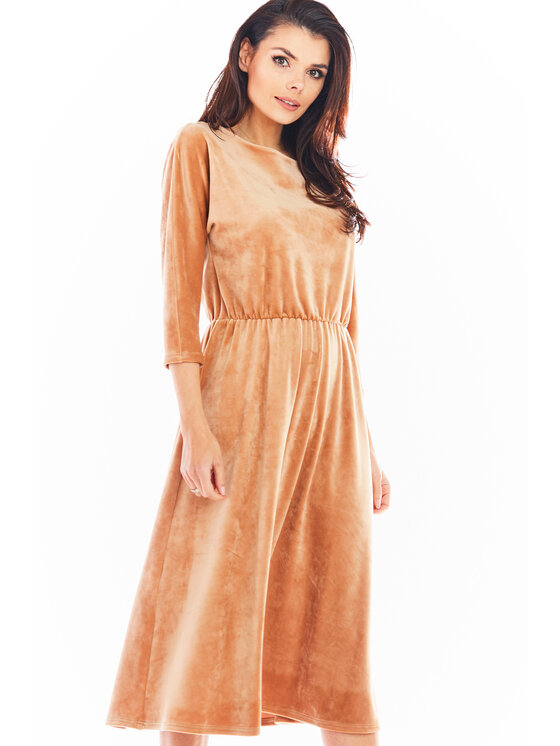 Awama Awama Vestito di maglia A407 Beige Basic Fit