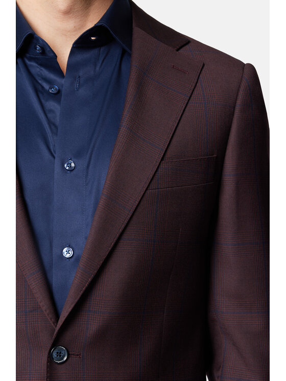 Lancerto Lancerto Garnitur Garnitur Bordowy w Kratę Wełniany Annapolis GA073124000024 Bordowy Slim Fit