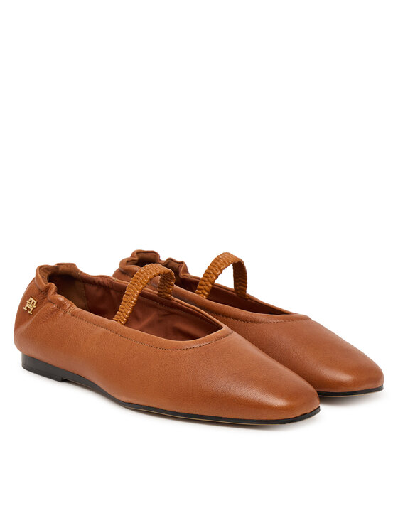 Tommy Hilfiger Tommy Hilfiger Balerini Soft Leather Ellastic Ballerina FW0FW09245 Maro