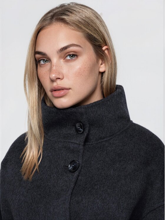 Ombre Ombre Kabát pro přechodné období OW-CT-E0032 Černá Relaxed Fit