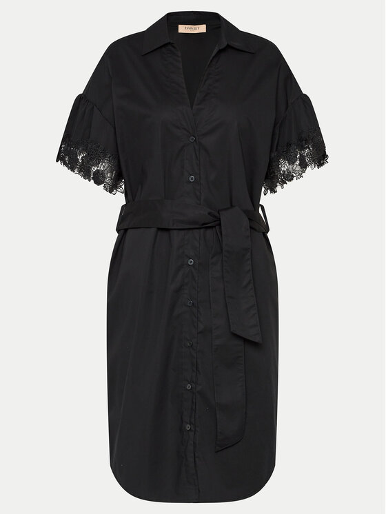 TWINSET TWINSET Rochie tip cămașă 241TT2281 Negru Regular Fit