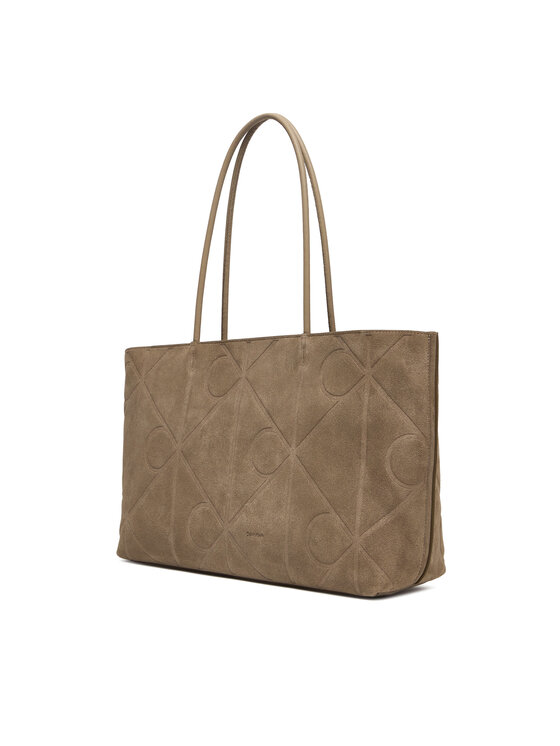Calvin Klein Calvin Klein Torbica Emblem Aop Embossed Suede Tote LV04F3334G Bež