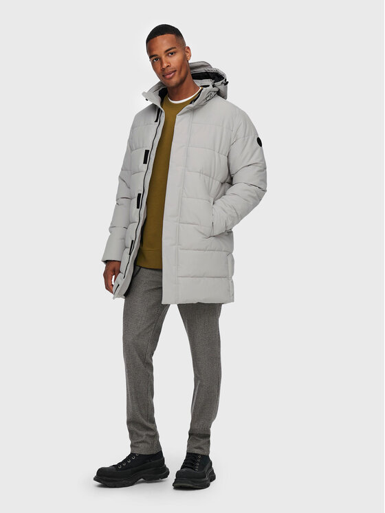 Only & Sons Only & Sons Зимно яке Carl Long 22020156 Сив Regular Fit