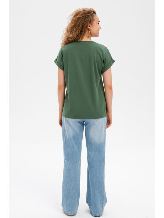 blue shadow blue shadow Bluzka Karbon Khaki Regular Fit