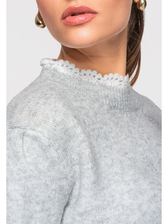 Ombre Ombre Sweter OW-SWSW-0105 Szary Regular Fit