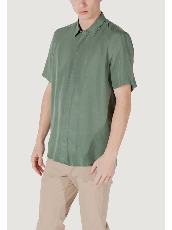 Antony Morato Antony Morato Camicia ADALIA REGULAR FIT WITH LOGOED METAL BADGE Verde Regular Fit