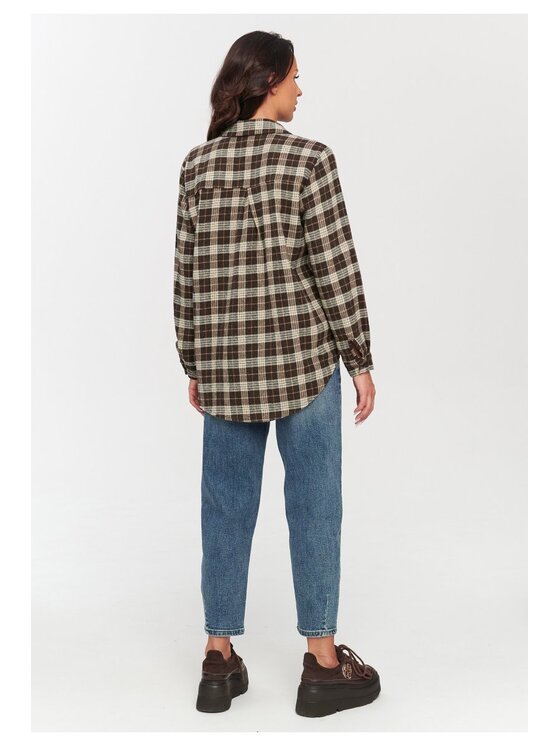 Makadamia Makadamia Koszula C75 Brązowy Loose Fit