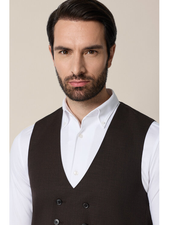 Lancerto Lancerto Kamizelka garniturowa Arrecife KA073126000011 Brązowy Slim Fit