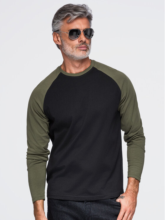 Ombre Ombre S dlouhým rukávem OM-LSCL-0141 Tmavě zelená Regular Fit