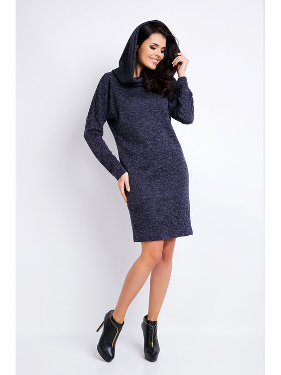 Awama Awama Úpletové šaty A161 Tmavomodrá Basic Fit