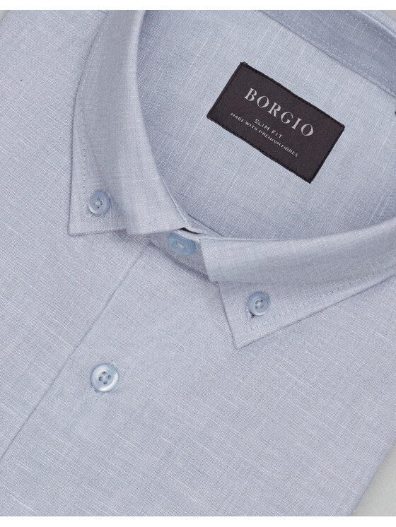 Borgio Borgio Koszula balmuccia_00535 Szary Slim Fit