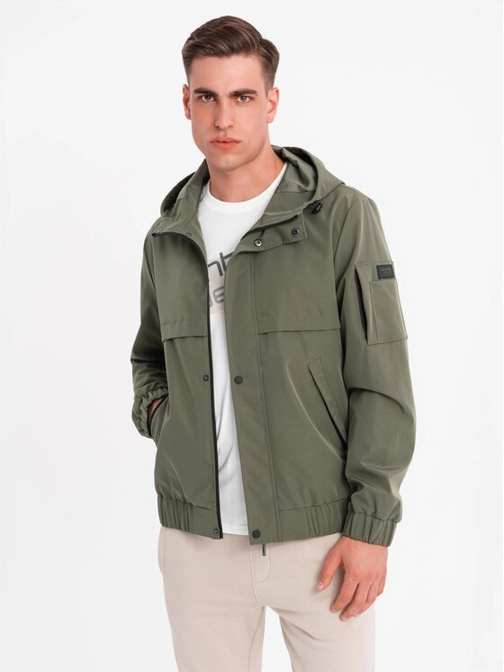 Ombre Ombre Kurtka przejściowa OM-JANP-0225 Zielony Regular Fit