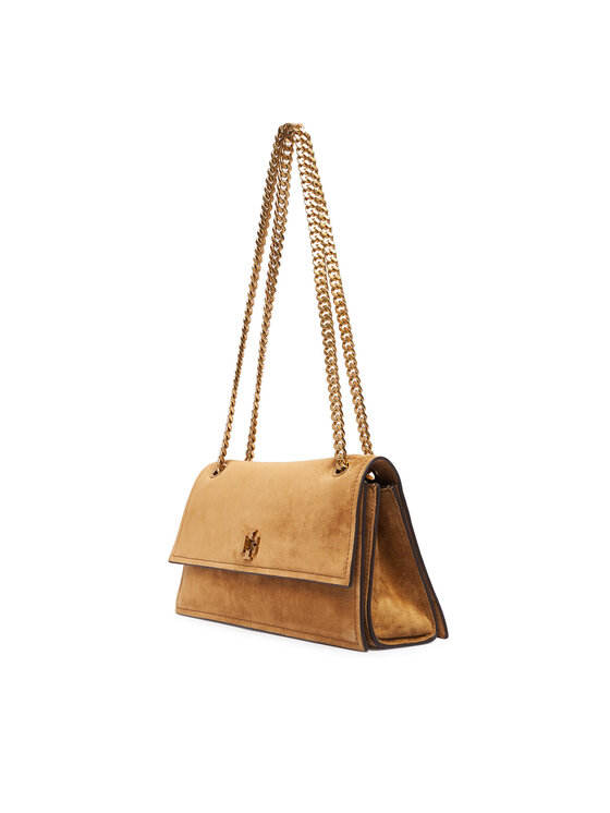Tory Burch Tory Burch Τσάντα Kira Turnlock Suede Shoulder Bag 178857 Καφέ