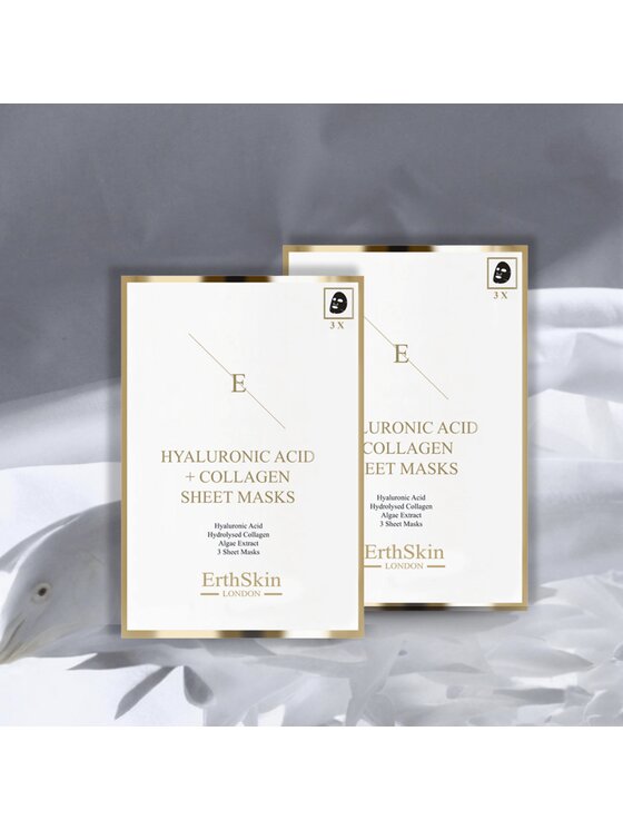 Erthskin London Erthskin London 2x Maska Kwas Hialuronowy i Kolagen - 3 arkusze Maska do twarzy
