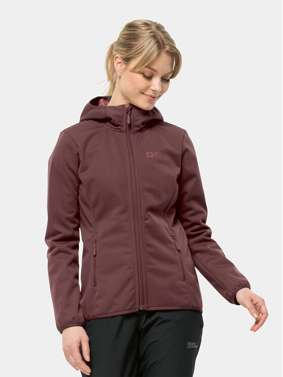 Jack Wolfskin Jakna Softshell Windhain Hoody 1307481 Bordo Rdeča Regular Fit