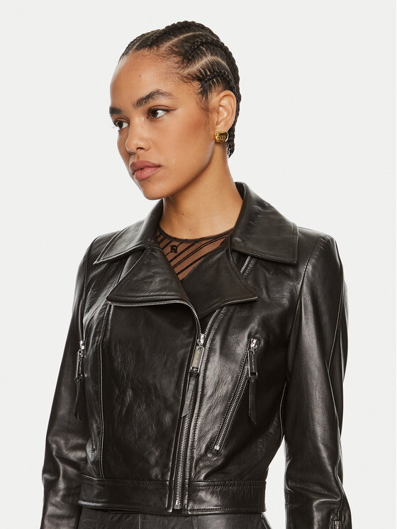 Elisabetta Franchi Elisabetta Franchi Bőrkabát GD-44Z-46E2 Fekete Regular Fit