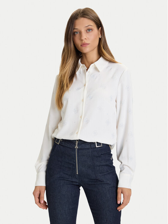 Guess Guess Cămașă W5BH80 W2982 Alb Regular Fit