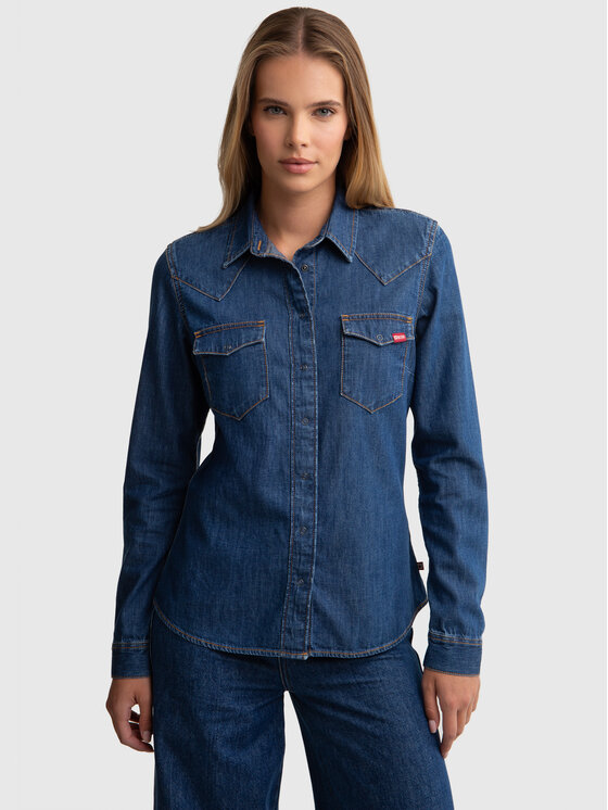 BIG STAR BIG STAR Koszula jeansowa NORRA Granatowy Slim Fit