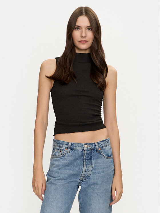 Brave Soul Brave Soul Blúz LV-272CHASEBLK Fekete Slim Fit